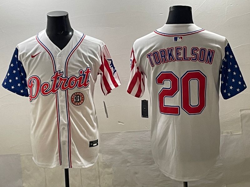 Men Detroit Tigers #20 Torkelson White National Flags 2025 Nike MLB Jersey style 07